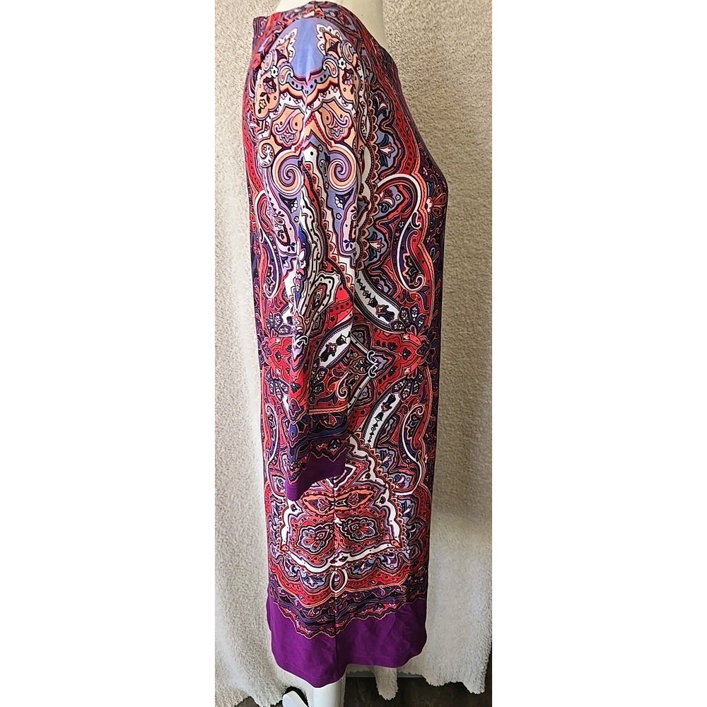 Tommy Bahama Women's S/P Purple Red Multi Color Paisley Pullover Shift Dress - Picture 7 of 14